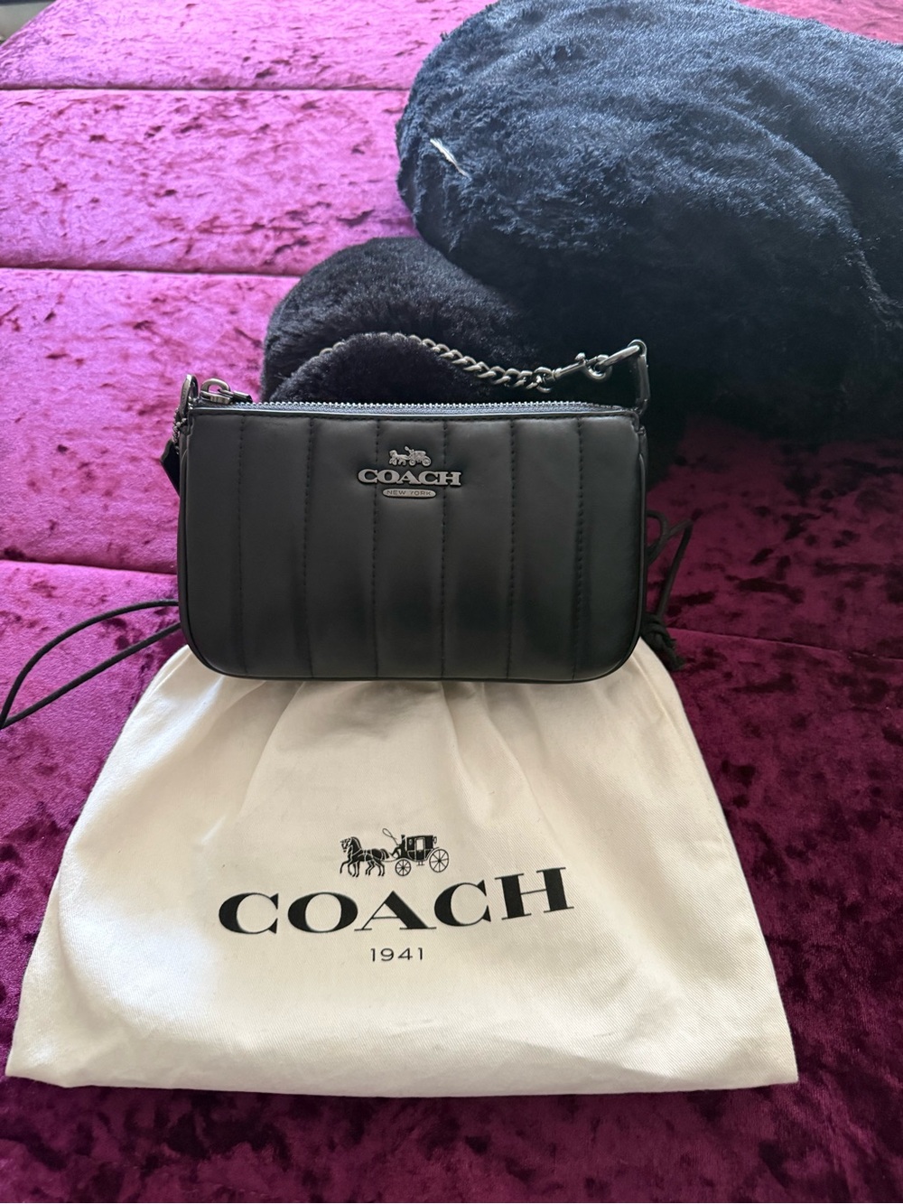 Coach Black Quilted Leather Crossbody with Gunmetal Chain - Picture 2 of 2